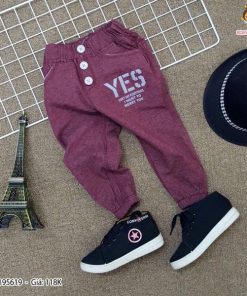 Quần dài chân bo in chữ Yes dễ thương bé trai